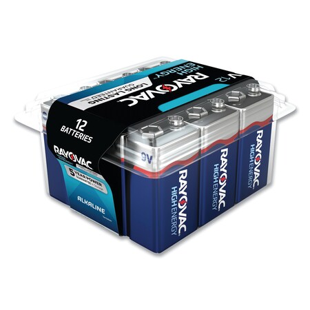 Rayovac 9V Alkaline Battery, 12 PK, 9VDC A1604-12PPK